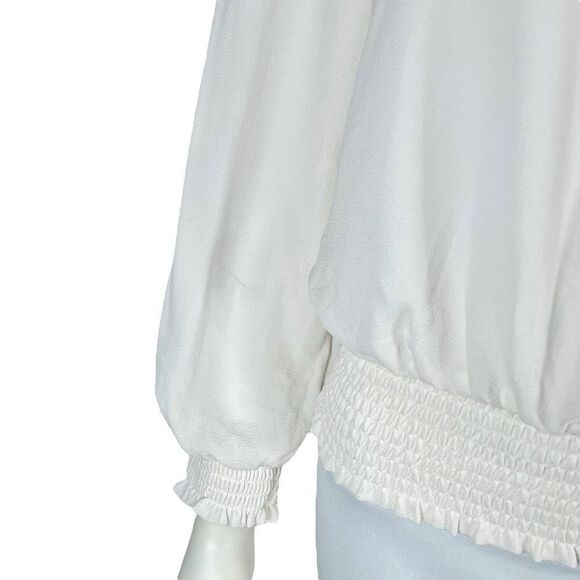 Michael Michael Kors Women Size XS 2 White Button Down V Neck Ruffle Blouse Top - Picture 3 of 11